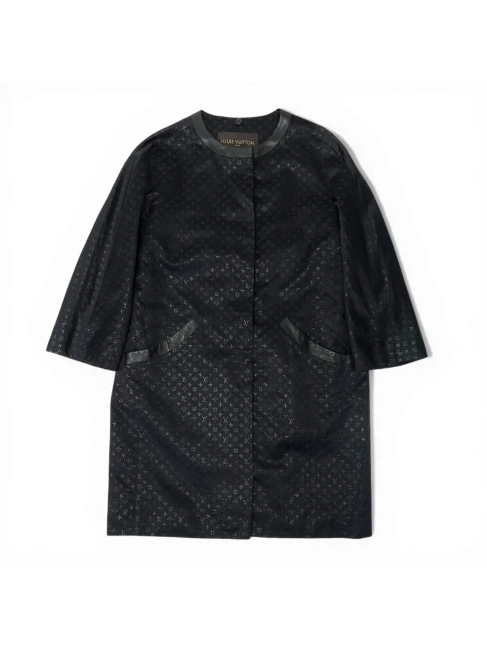 Louis Vuitton @I Monogram Long Coat Collarless Silk